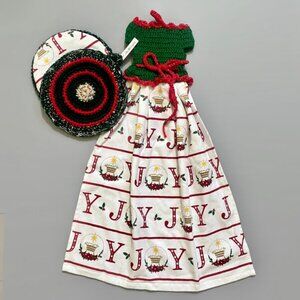 Dress Shape Dish Towel, Crochet Pot Holder, Crochet Set Towel Potholder